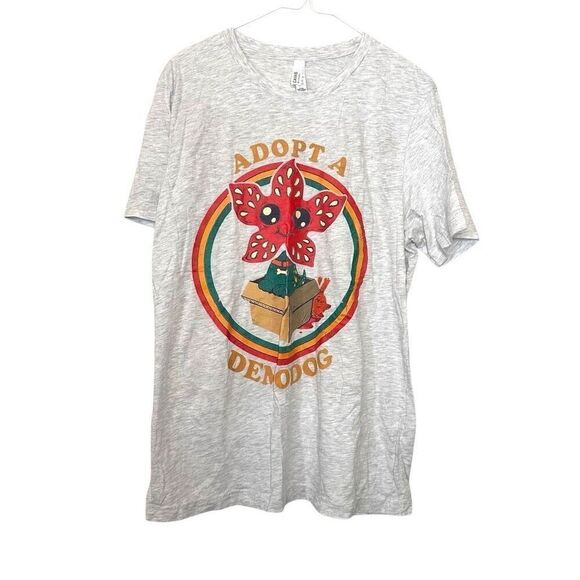 Bella + Canvas Adopt A Demodog Graphic Short Sleeve Gray T-Shirt Size Large - Picture 4 of 6